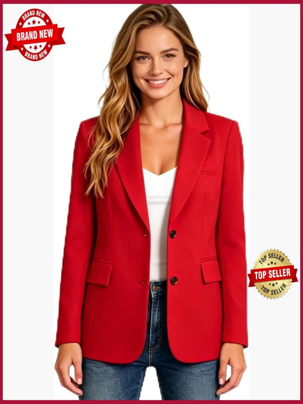 Casual Open Front Blazer Long Sleeve Work Office Jacket